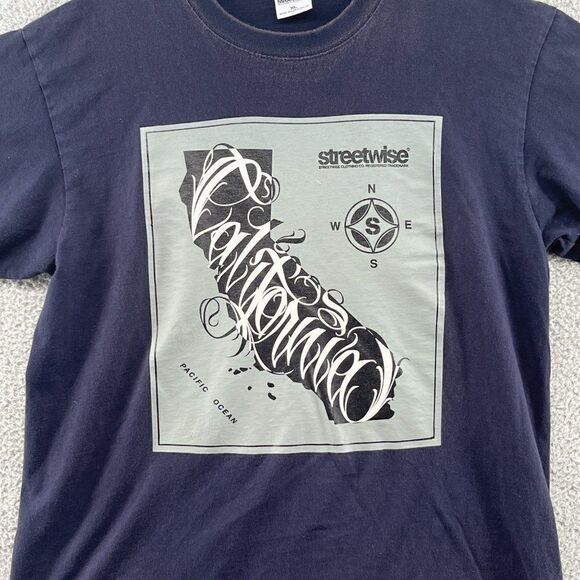 Streetwise Clothing Cali Script T-Shirt in navy Streetwear mens XL - Picture 3 of 14